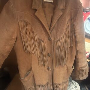 Pioneer wear 70’s Women's Tan Fringe suede Jacket